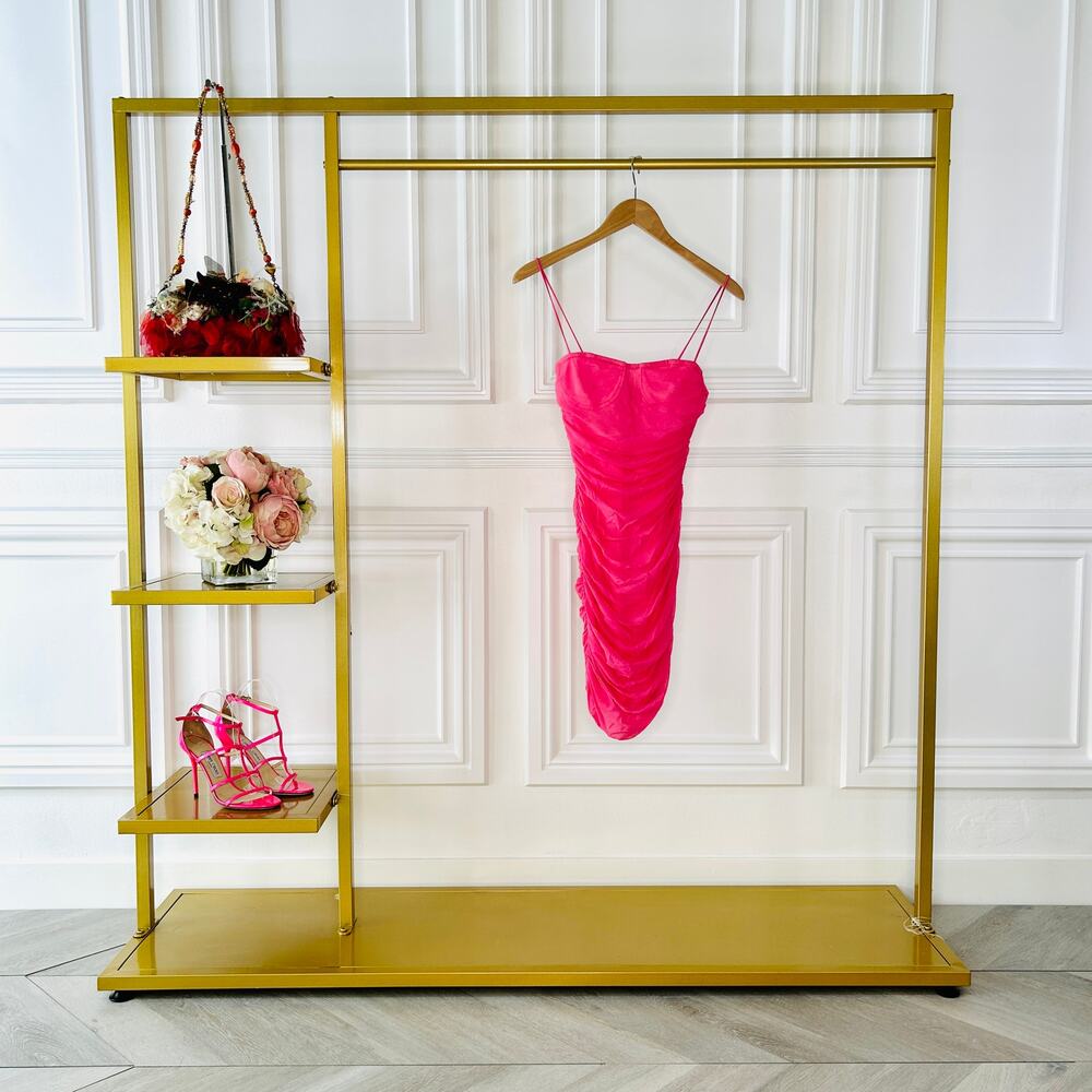 Superdown Emmie Mesh Mini Dress in Hot Pink Size S